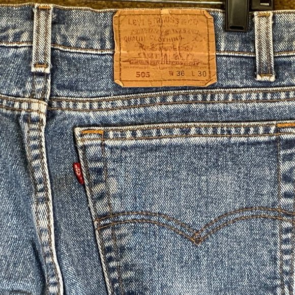 Vintage LEVI’S 505 Regular Fit Straight Leg Mens Blue Denim Jeans Sz 36x25 Tab - Picture 6 of 9